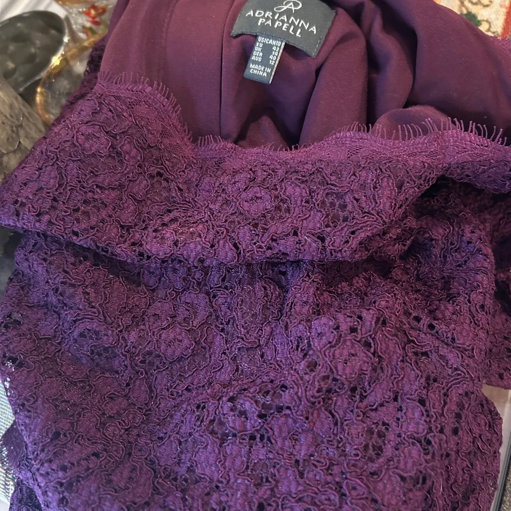 Adrianna Papell Purple Lace Dress - Picture 4 of 5